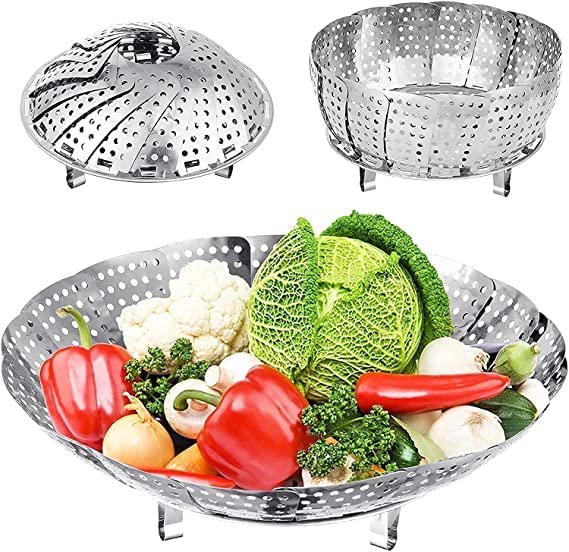 Stainless Steel Vegetable Fruit Steamer Punching Food Drain Bowl Basket Stainless Steel Steamer (Steamer Basket)