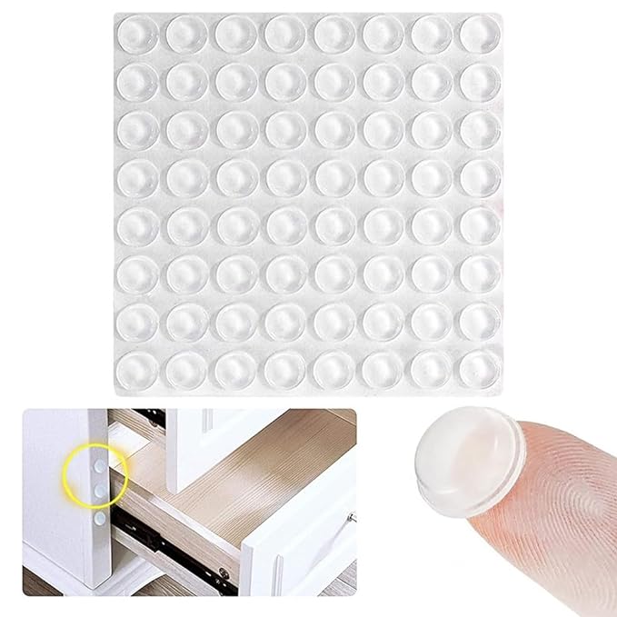 Fapiwen Cabinet Pads, 64Pcs Round Self Adhesive Silicone Bumper, Soft Close Cabinet Clear Bumper Dots Rubber Cupboard Door Bumpers Used In Furniture Dampening Noise (12 * 4Mm)