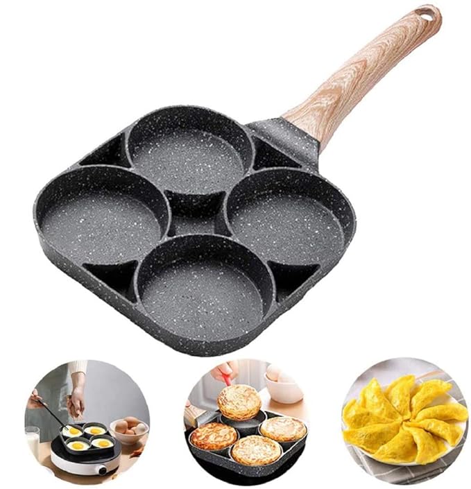 Ceramic Non-Stick Frying Pan With 4 Hole Pancake Pan Fried Egg Burger Pan